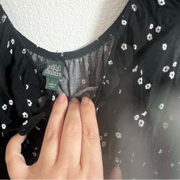 Wild Fable Target Black Floral Ruffle Mini Dress Size: L - Picture 4 of 9
